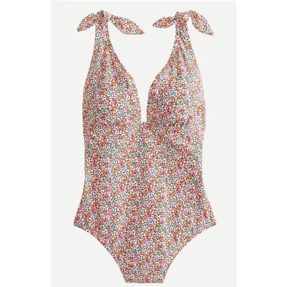 J Crew Womens Tie-shoulder one-piece swimsuit in Liberty® Eloise floral size 6